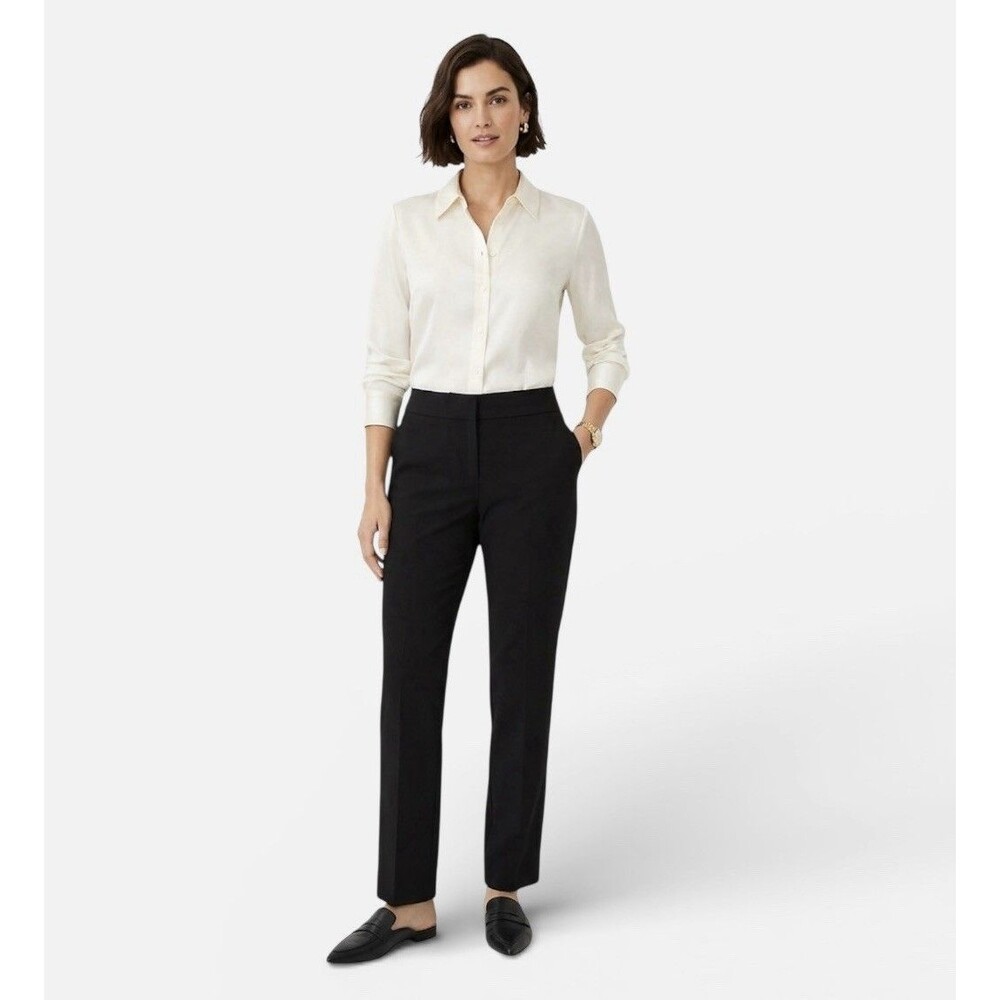 NWT Ann Taylor Curvy Fit Straight Leg Black Dress Pants Mid Rise Women’s Size 4